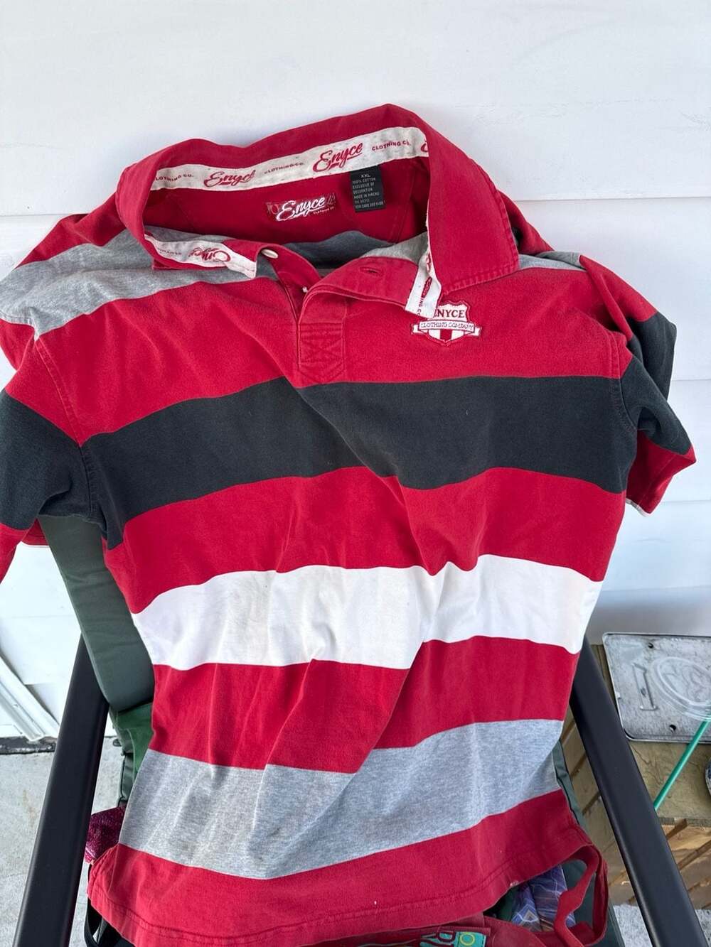 Enyce Striped Short Sleeve Polo Shirt Red Black White Grey XXL
